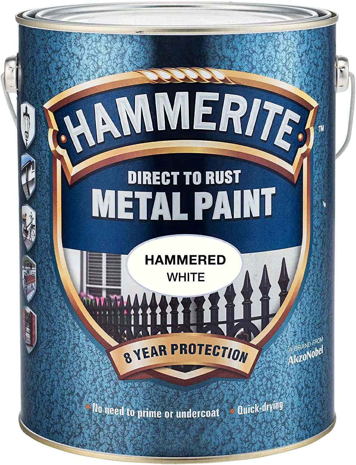 HAMMERITE HAMMERED FINISH WHITE PAINT 2.5 LITRE Charnwood Supplies