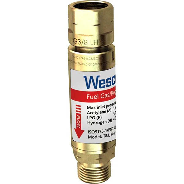 WESCOL TYPE 83 (T83) REGULATOR MOUNTED FUEL GAS FLASHBACK ARRESTOR