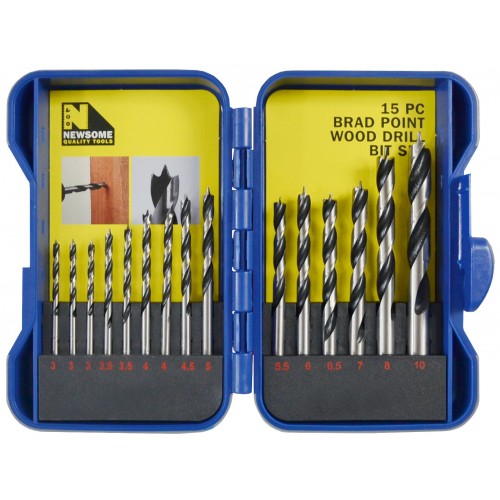 15pc Brad Point Wood Drill Set