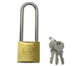 Tri-Circle Long Shackle Brass Padlock