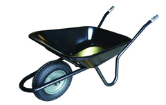 Black Builders Wheelbarrow 90ltr Metal Tray