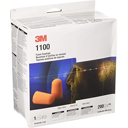 3M 1100 ORANGE FOAM UN-CORD.EARPLUGS BOX 200